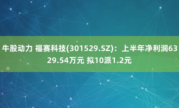 牛股动力 福赛科技(301529.SZ)：上半年净利润6329.54万元 拟10派1.2元
