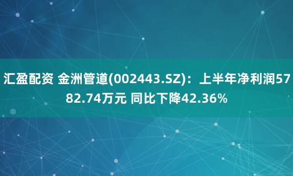 汇盈配资 金洲管道(002443.SZ)：上半年净利润5782.74万元 同比下降42.36%
